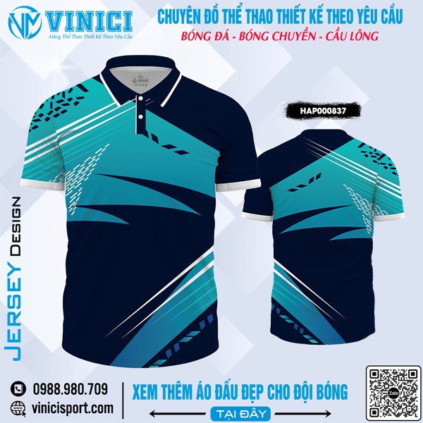 Áo Cầu Lông Thiết Kế Polo Nam HAP000837 Xanh Navy Năng Động