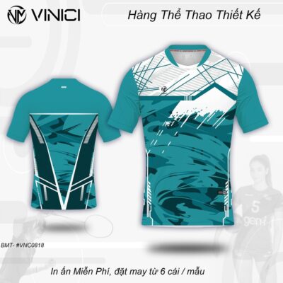 Áo Cầu Lông Thiết Kế VINICI VNC0818 - Xanh ngọc biển năng động