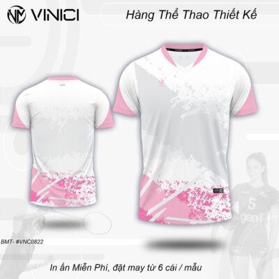 Áo Cầu Lông Thiết Kế Trắng Hồng Pastel VNC0822 – Phá Cách Và Trẻ Trung