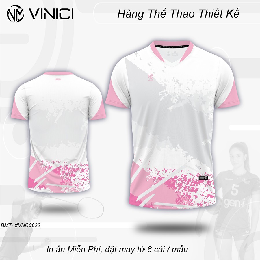Áo Cầu Lông Thiết Kế Trắng Hồng Pastel VNC0822 – Phá Cách Và Trẻ Trung