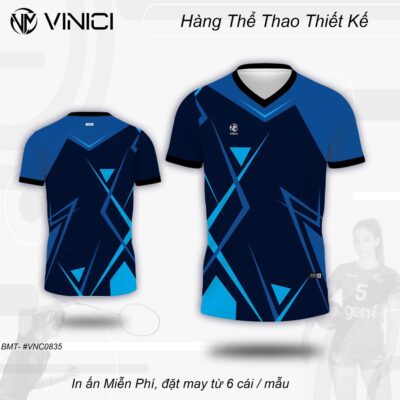 Áo Cầu Lông Thiết Kế VINICI VNC0835-13 Màu Xanh Navy
