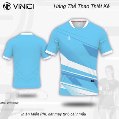Áo Cầu Lông Thiết Kế Nam Vinici BMT #VNC0842 - Xanh Da Trời Nổi Bật