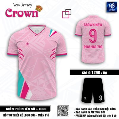 Áo bóng đá không logo Crown New Jersey – Hồng