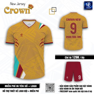 Áo bóng đá không logo Crown New Jersey – Nâu