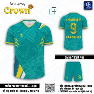 Áo bóng đá không logo Crown New Jersey – Xanh