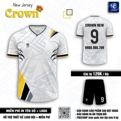Áo bóng đá không logo Crown New Jersey – Trắng bạc