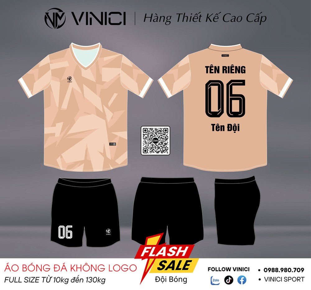 Áo bóng đá thiết kế BD08004 màu be không logo – Tự do sáng tạo, phong cách hiện đại