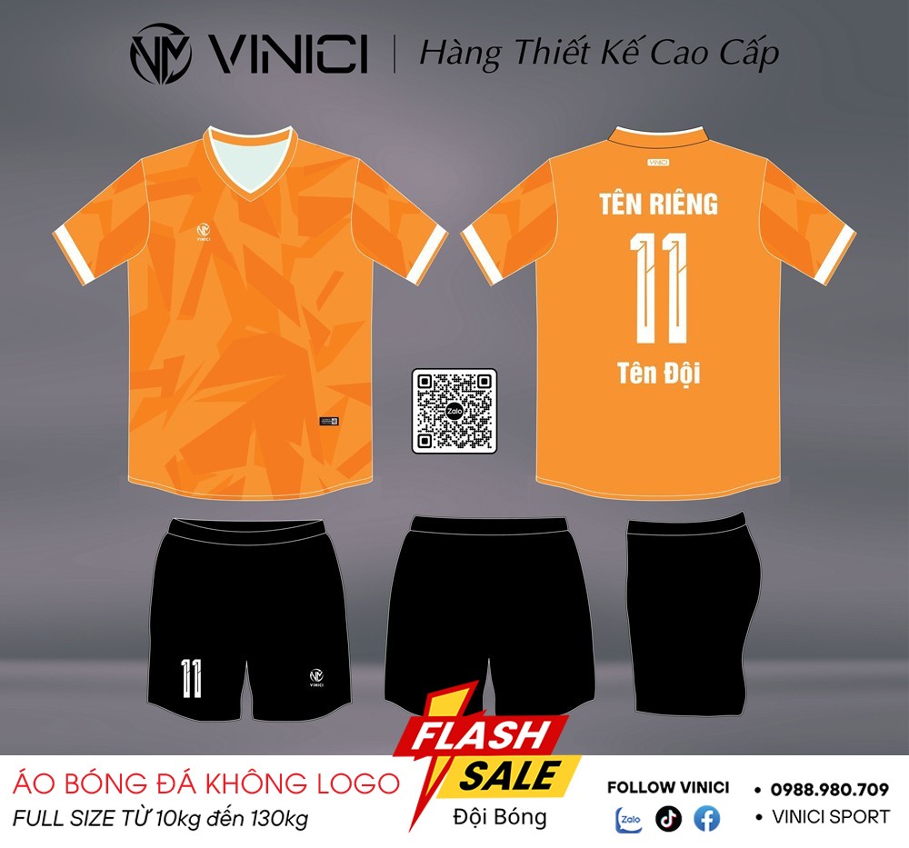 Áo Bóng Đá Thiết Kế BD08007 Màu Cam Năng Động – Dành Cho Đội Nhóm