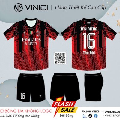 Áo bóng đá thiết kế BD08012 đỏ đen - Mạnh mẽ & Cá tính