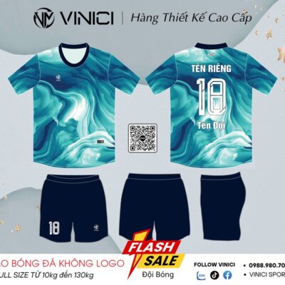 Áo Bóng Đá Không Logo Loang Màu Xanh Ngọc Đẹp Nổi Bật Trên Sân Cỏ