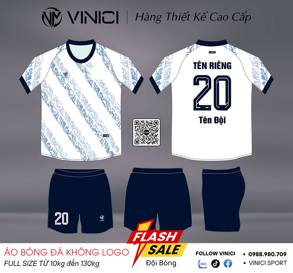 Áo bóng đá thiết kế BD08015 trắng xanh navy – Phong cách thể thao hiện đại