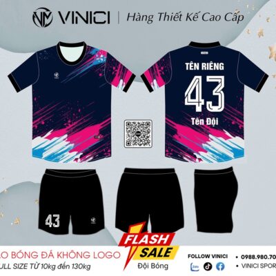 Áo Bóng Đá Không Logo VINICI Màu Xanh Navy Thiết Kế BD08036