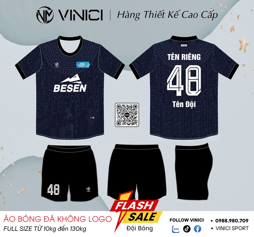 Áo bóng đá VINICI BD08037 – Xanh Navy Thiết Kế Hiện Đại, Cá Tính
