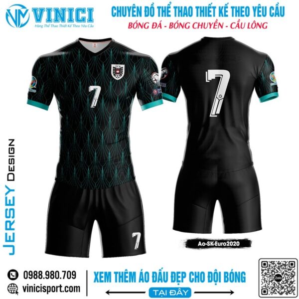 Áo Thể Thao SK Euro 2020 Màu Đen Phối Xanh Ngọc