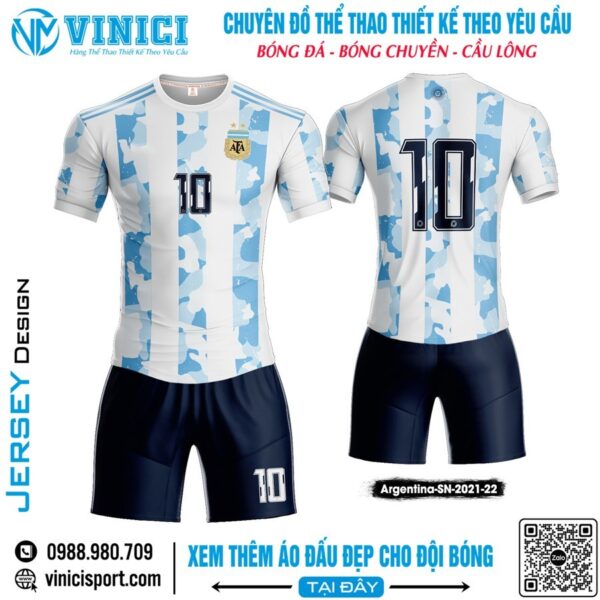 Áo Đấu Argentina SN 2021-22 Trắng Xanh Chính Hãng - Mẫu Đặc Biệt Camouflage
