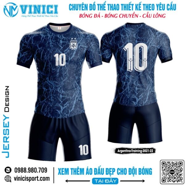 Bộ quần áo thể thao Xanh Navy Vân Đá - Argentina Training 2021/22