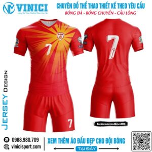 Áo thi đấu Bắc Macedonia Euro 2020 - Đỏ Nhiệt Huyết