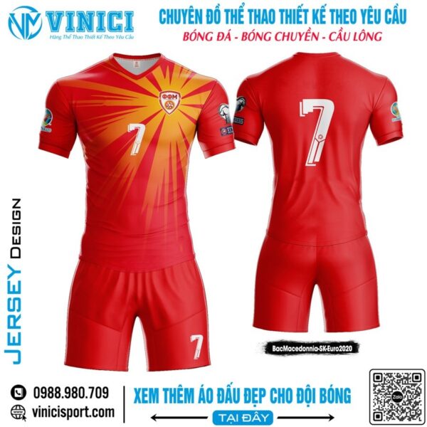 Áo thi đấu Bắc Macedonia Euro 2020 - Đỏ Nhiệt Huyết
