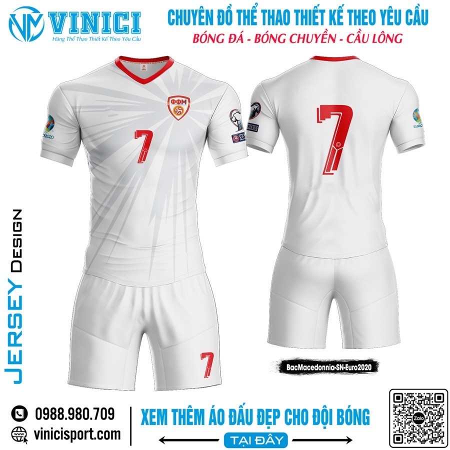 Áo đấu Bắc Macedonia Euro 2020 màu trắng số 7 đỏ