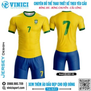 Đồng Phục Thể Thao Brazil SN 2021/22 - Vàng Tươi Năng Động