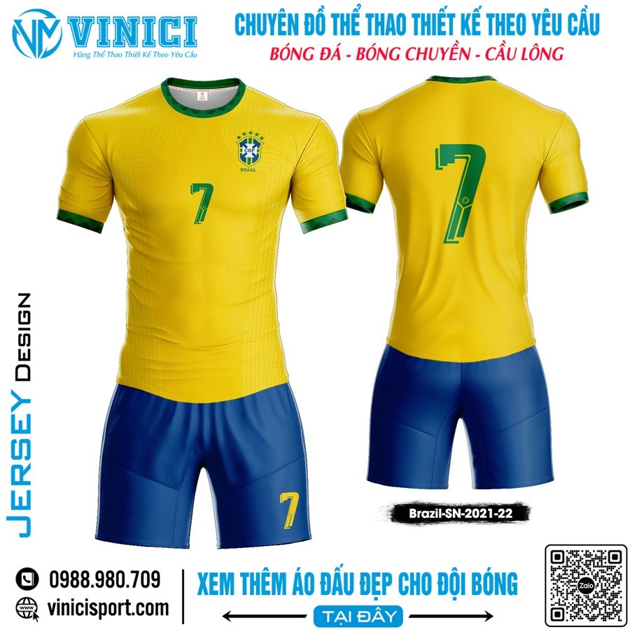 Đồng phục thể thao Brazil SN 2021/22 màu vàng tươi năng động