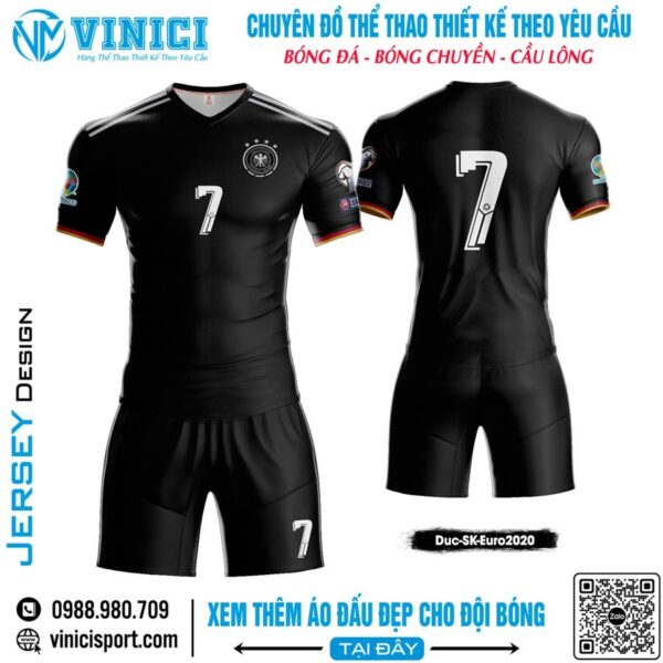 Bộ đồ thể thao nam màu đen phối cờ Đức - Euro 2020