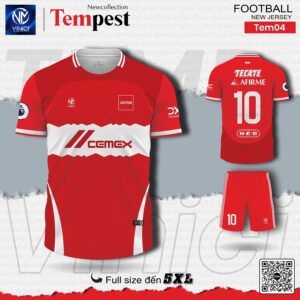 Áo Bóng Đá Thiết Kế Tem04 – Đỏ Rực Tempest Collection