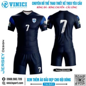 Áo Đấu Thể Thao Phần Lan Xanh Navy - Phong Cách Euro 2020