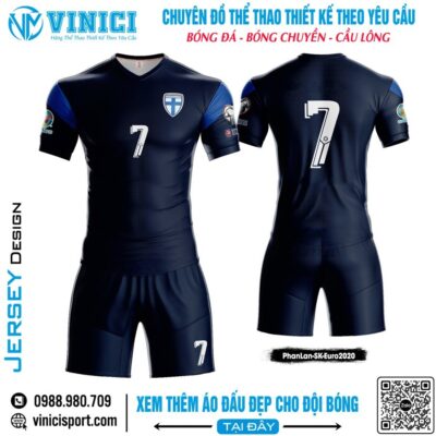 Áo Đấu Thể Thao Phần Lan Xanh Navy – Phong Cách Euro 2020