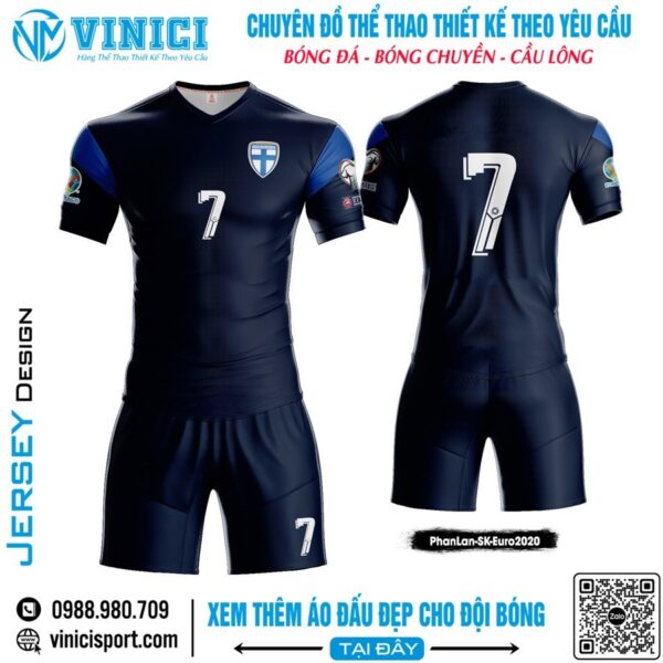 Áo Đấu Thể Thao Phần Lan Xanh Navy - Phong Cách Euro 2020