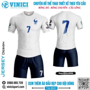 Áo Đấu Bóng Đá Trắng - Xanh Navy | Vinici Sport Thiết Kế Euro 2020
