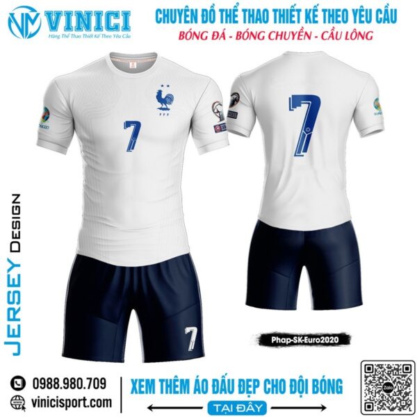 Áo Đấu Bóng Đá Trắng - Xanh Navy | Vinici Sport Thiết Kế Euro 2020
