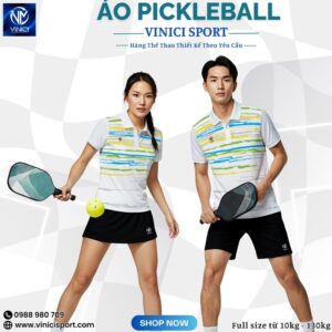 Áo Pickleball Trắng Sọc Nhiều Màu Vinici Sport