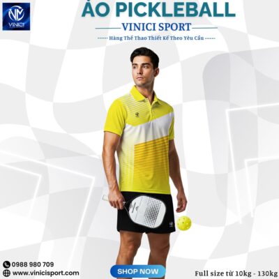 Áo Polo Pickleball Vàng Neon Trắng Năng Động – Vinici Sport