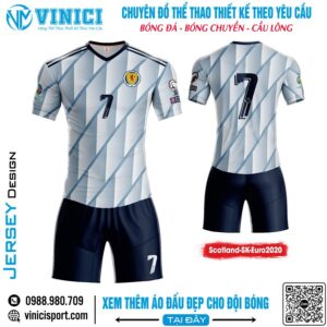 Áo Đấu Scotland SK Euro 2020 - Trắng Bạc Sọc Xanh