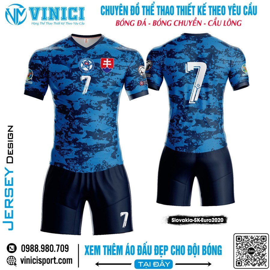 Áo đấu Slovakia Euro 2020 màu xanh dương họa tiết camo