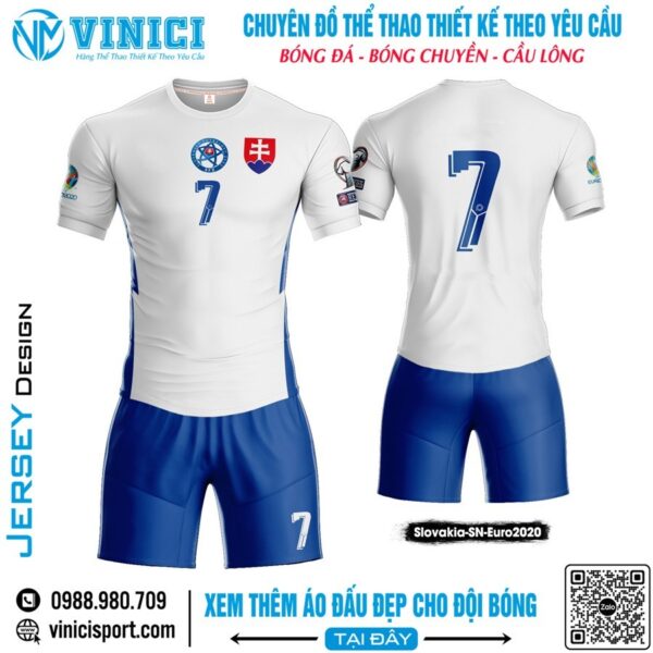 Áo Đấu Slovakia Euro 2020 Trắng Xanh – Thiết Kế Năng Động, Chuẩn Phong Cách Thể Thao