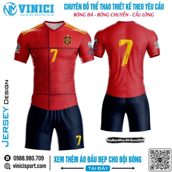 Áo bóng đá thiết kế Tây Ban Nha đỏ đậm sang trọng - Euro 2020