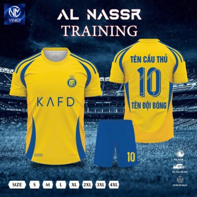 Bộ quần áo tập luyện Al Nassr vàng xanh – Năng động và đậm chất thể thao