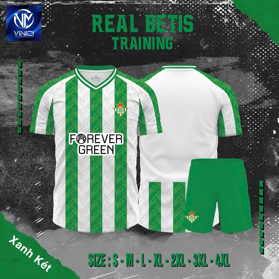 Áo tập Real Betis màu xanh lá cây trắng - phong cách thể thao đậm chất CLB Real Betis