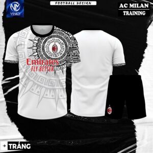 Bộ Đồ Đá Banh AC Milan Trắng Đen Training Phiên Bản Tribal