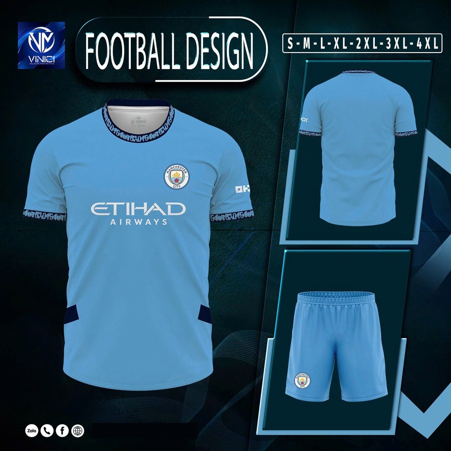 Áo đấu Manchester City xanh da trời thể thao hiện đại