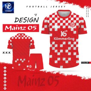 Áo đấu Mainz 05 đỏ tươi chính hãng - Thiết kế pixel hiện đại