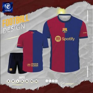 Áo đá bóng nam FC Barcelona sân nhà đỏ xanh navy 2025