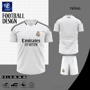 Áo đấu Real Madrid trắng chính hãng - Thiết kế thể thao đẳng cấp