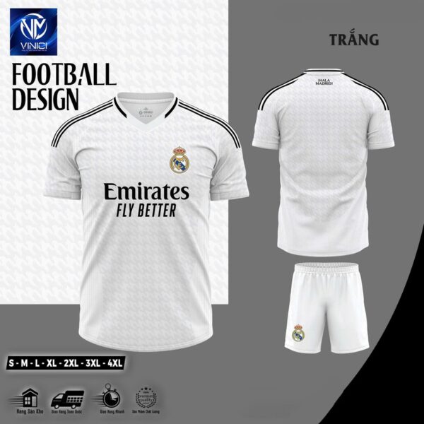 Áo đấu Real Madrid trắng chính hãng - Thiết kế thể thao đẳng cấp