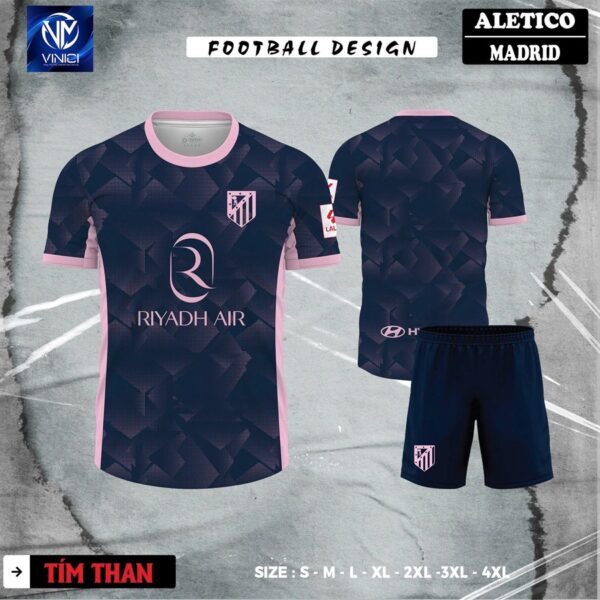 Áo Bóng Đá CLB Atletico Madrid Tím Than – Thiết Kế Mới Nhất 2025