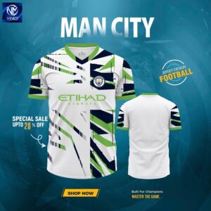 Áo Đấu Manchester City Màu Trắng - Họa Tiết Hình Học Cá Tính