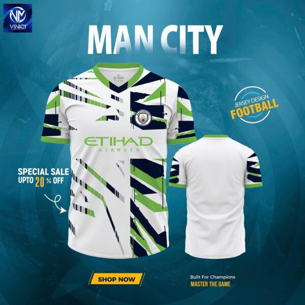 Áo Đấu Manchester City Màu Trắng - Họa Tiết Hình Học Cá Tính