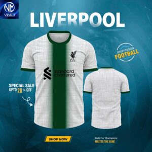 Áo đấu Liverpool 2025 - Trắng phối xanh rêu thời trang thể thao